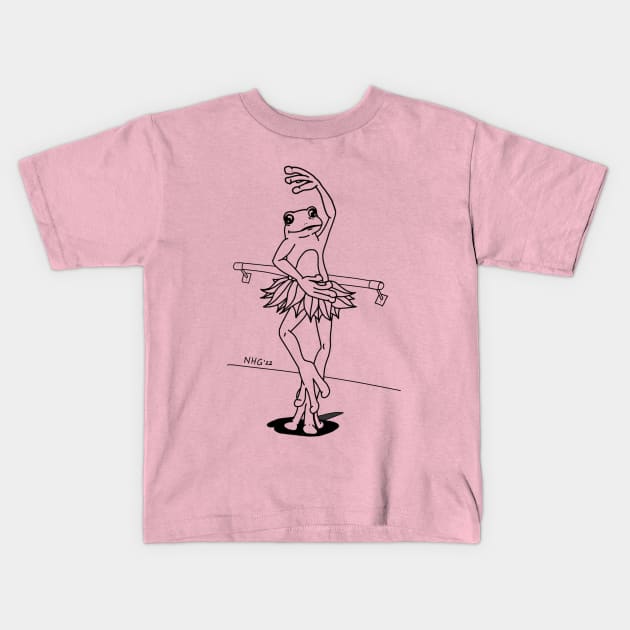 Ballet Frog Kids T-Shirt by Natalie Gilbert